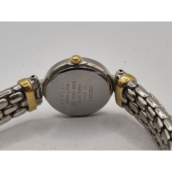 SEIKO White Dial Stainless Steel Ladies\' Watch V400-1409. New Battery. 6.75\